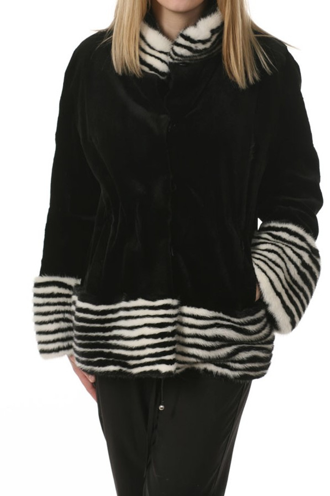 Black and White Mink Fur Jacket Athena