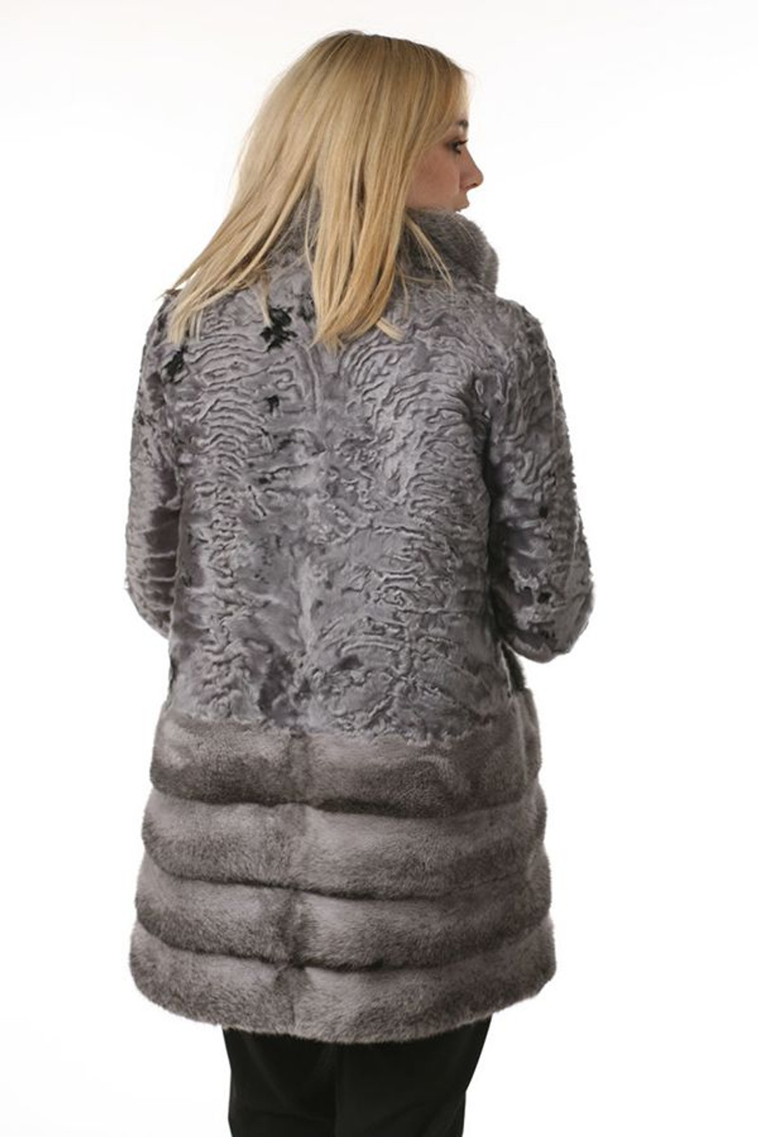 Charcoal Gray Persian Lamb and Silver Mink Fur Stroller Charcoal Gray Persian Lamb and Silver Mink Fur Stroller