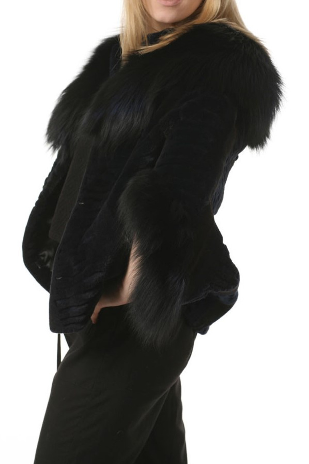 Black Sculpted Mink Fur Cape Black Sculpted Mink Fur Cape