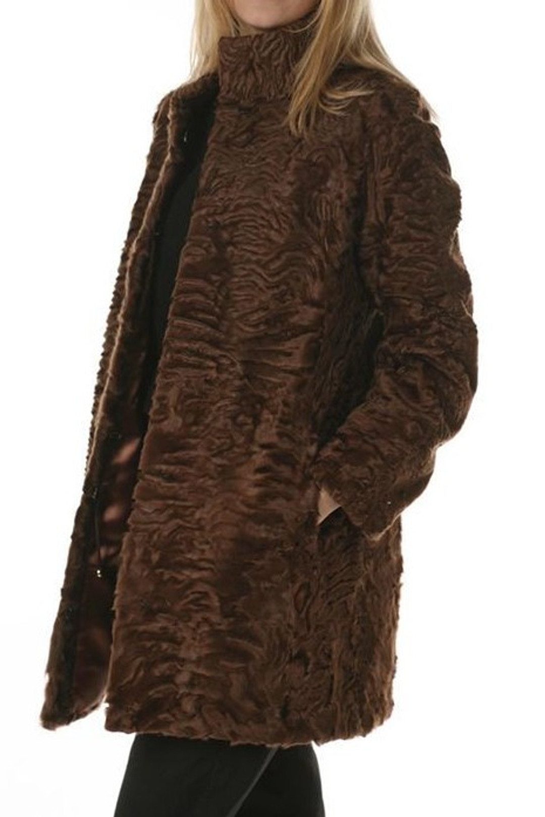 Brown Astrakhan Lamb Fur Coat Brown Astrakhan Lamb Fur Coat