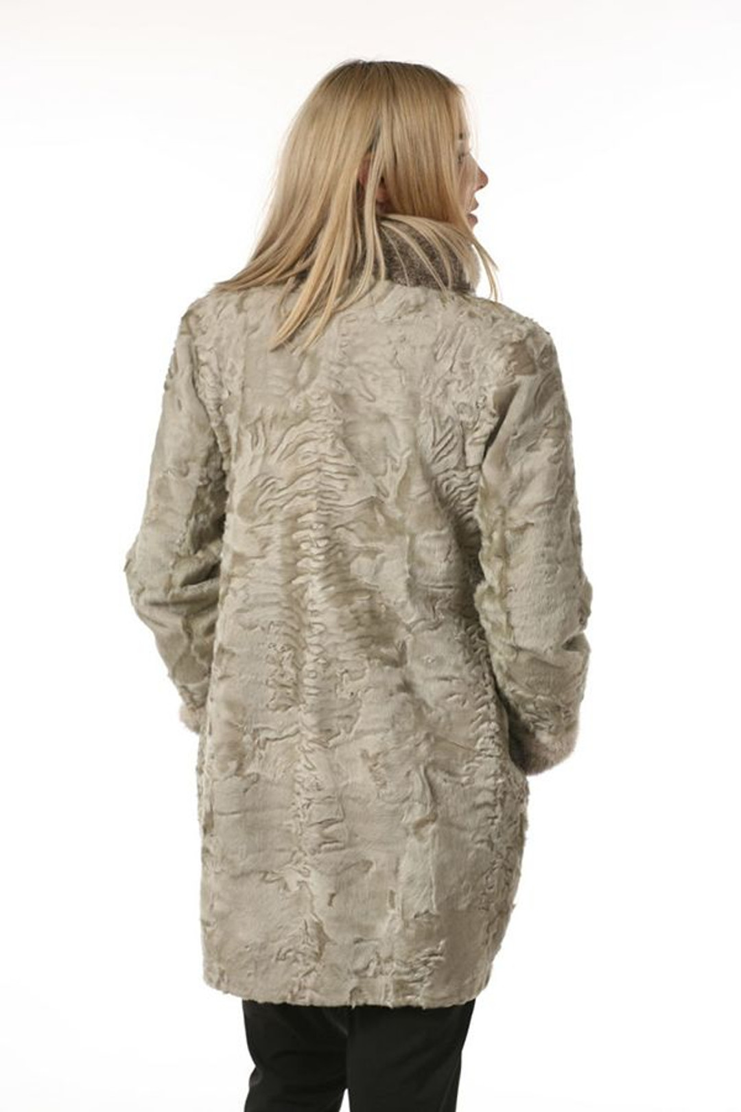 Gray Swakara Lamb Fur Coat Hourglass Kim Gray Swakara Lamb Fur Coat Hourglass Kim