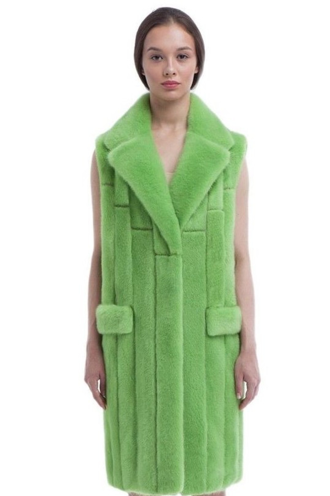 Sheared Neon Green Mink Fur Vest Sheared Neon Green Mink Fur Vest