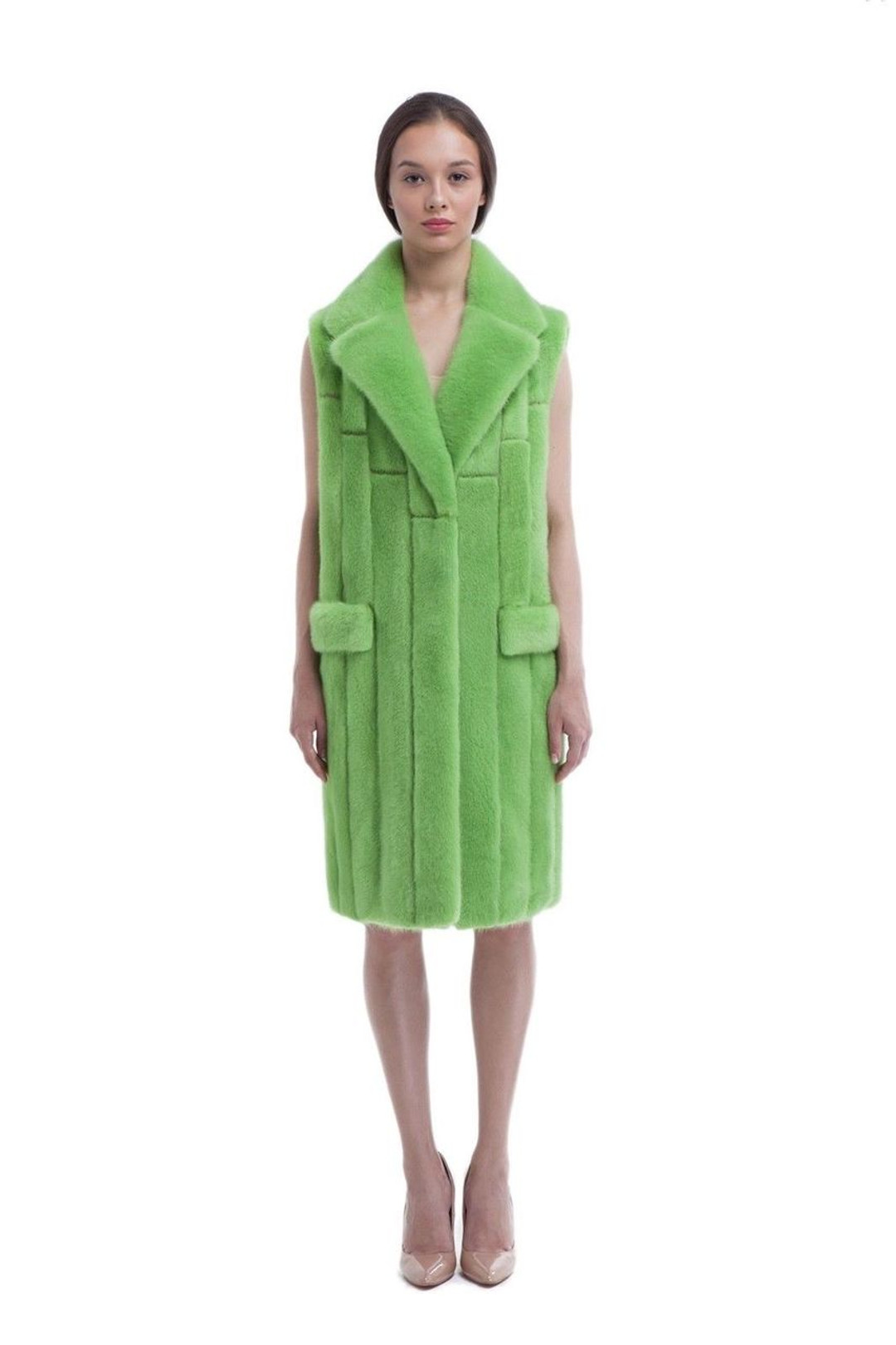Sheared Neon Green Mink Fur Vest Sheared Neon Green Mink Fur Vest