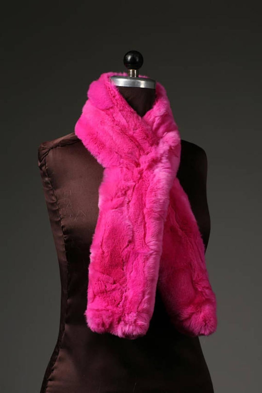 Pink Rex Rabbit Fur Scarf collar Pink Rex Rabbit Fur Scarf collar