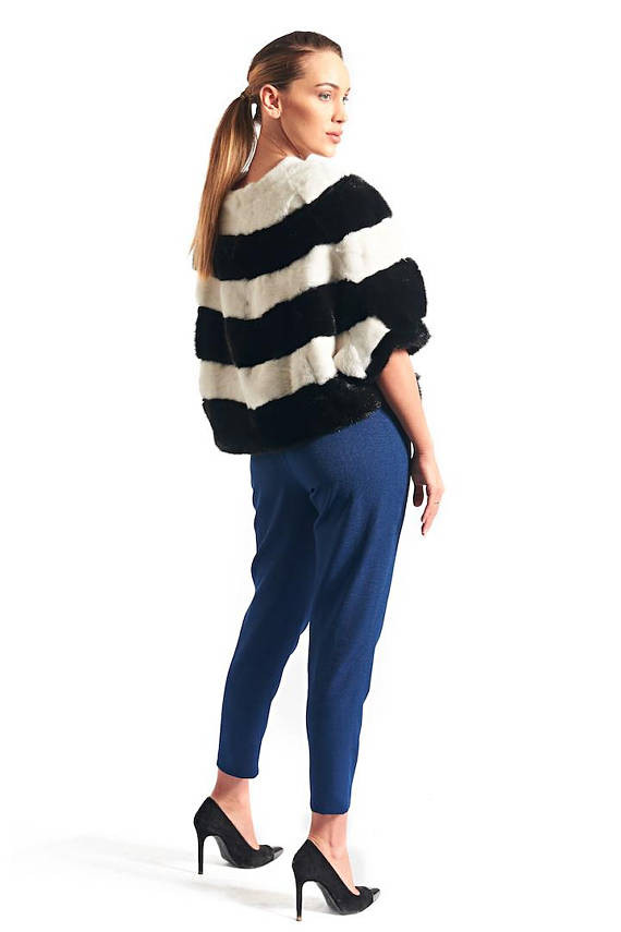 Black and White  Mink  Pullover