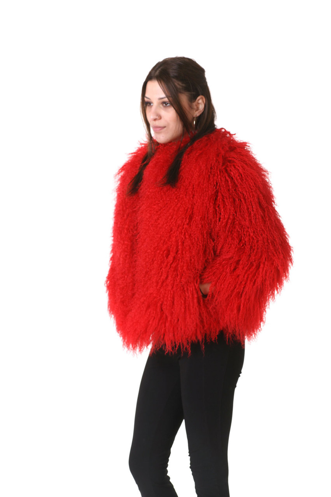 Red Mongolian Lamb Fur Coat Red Mongolian Lamb Fur Coat