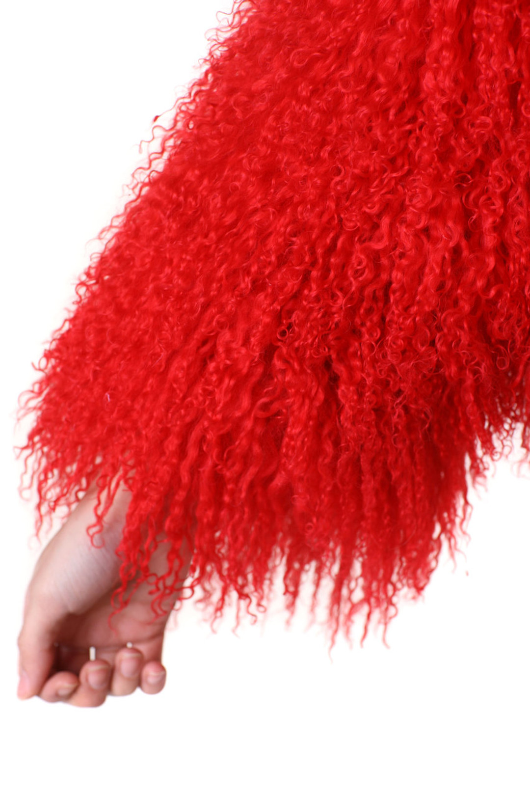 Red Mongolian Lamb Fur Coat Red Mongolian Lamb Fur Coat
