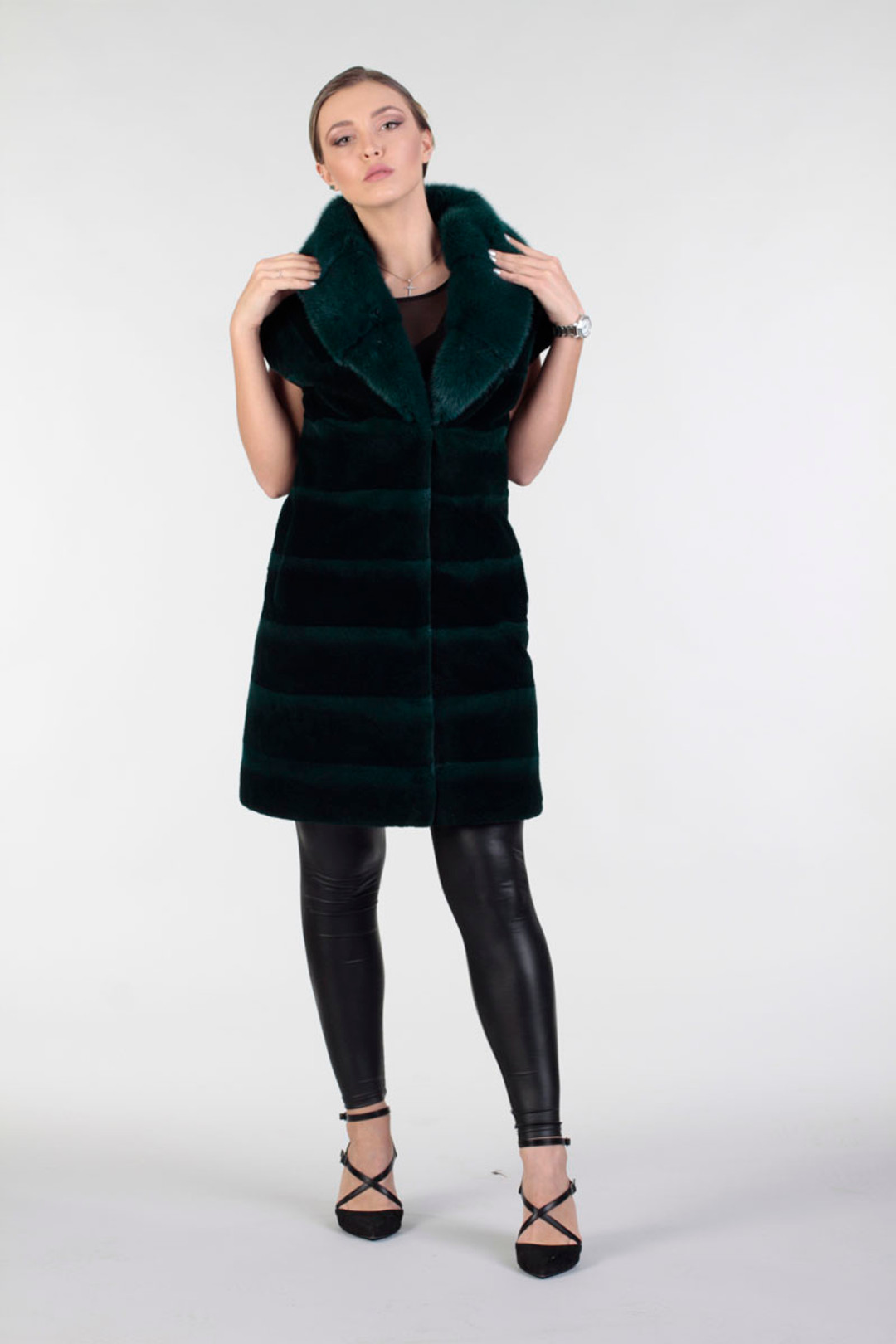 Green Mink Vest  pleya