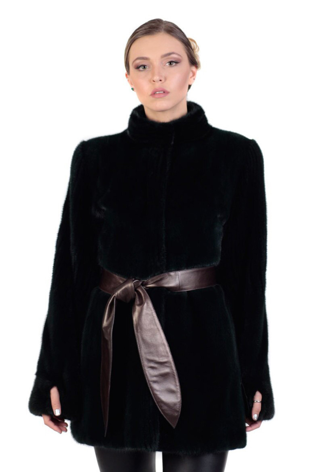 black mink fur coat with leather belt black mink fur coat with leather belt