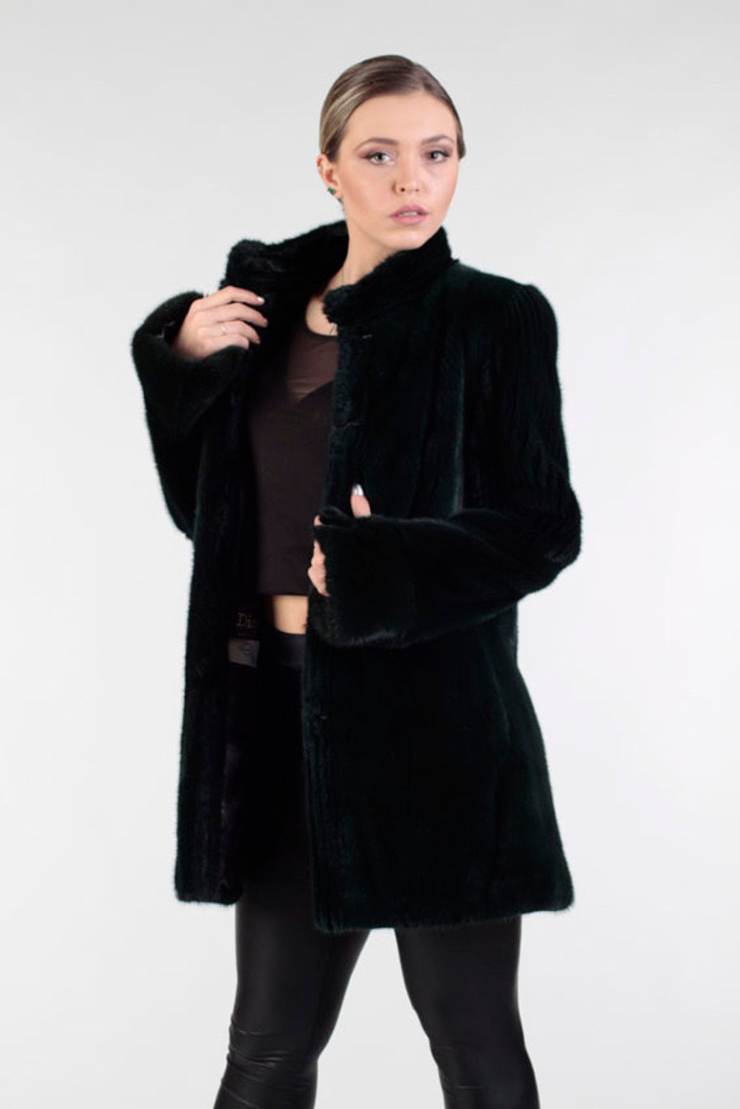 Black Mink Coat & Leather Belt Black Mink Coat & Leather Belt