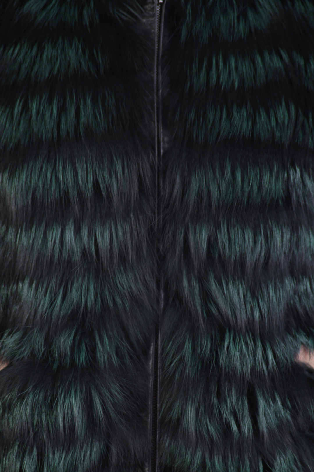 Green Raccoon  Fur Jacket Cropped