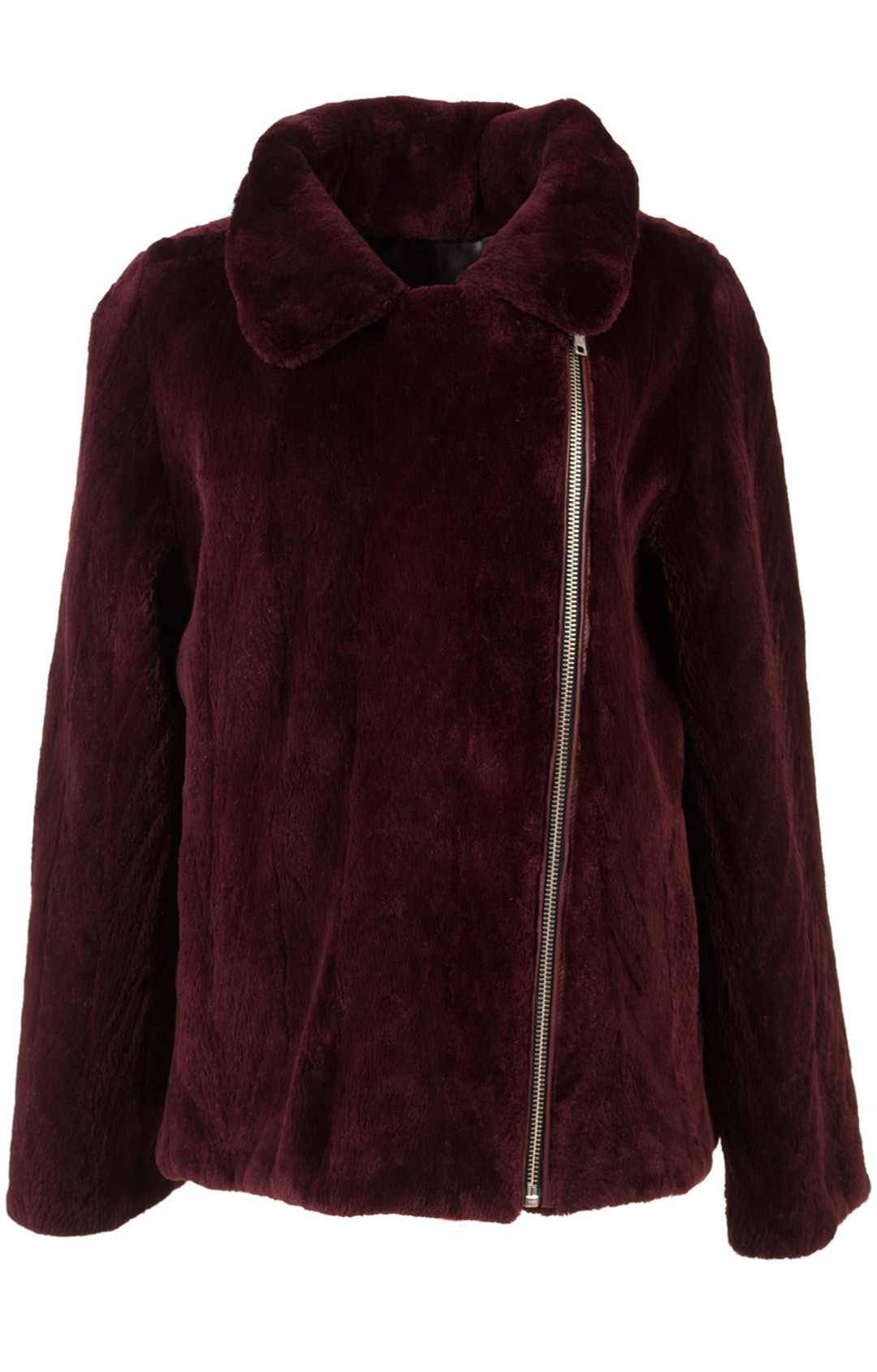 Burgundy Sheared Biker Beaver Fur Coat Burgundy Sheared Biker Beaver Fur Coat