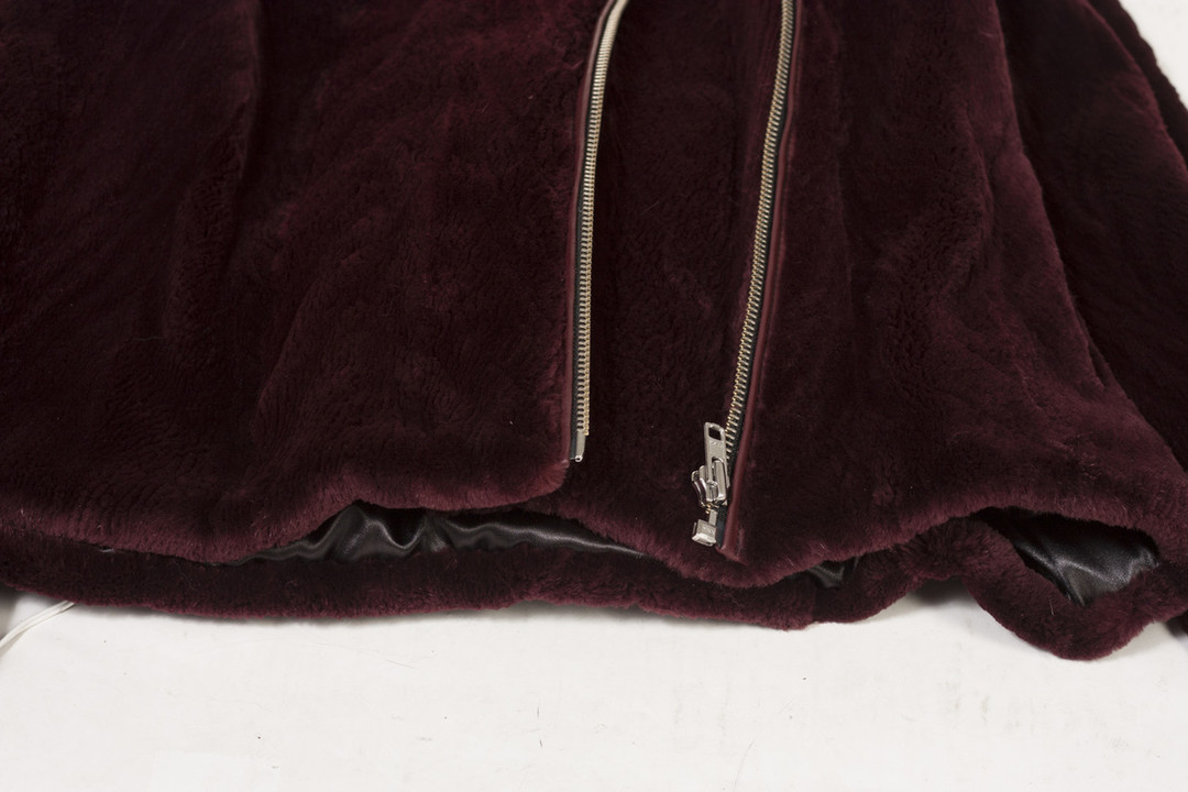 Burgundy Sheared Biker Beaver Fur Coat Burgundy Sheared Biker Beaver Fur Coat