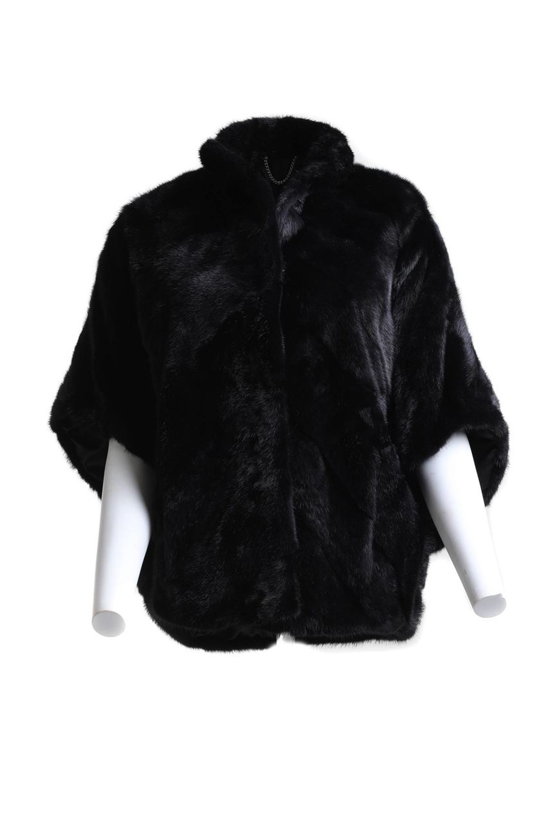 Black Mink Cape Stand Up Collar Black Mink Cape Stand Up Collar