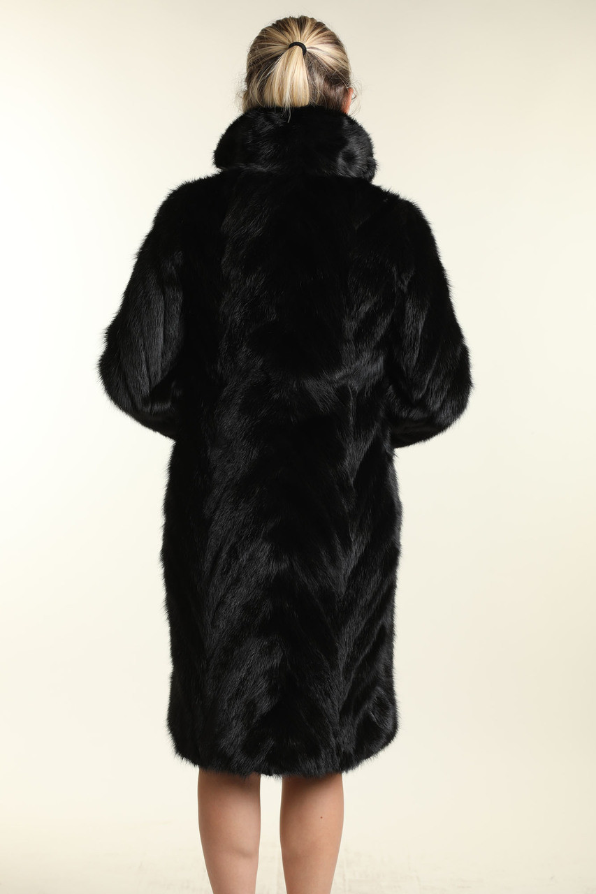Black Mink Chevron Coat | SKANDINAVIK FUR