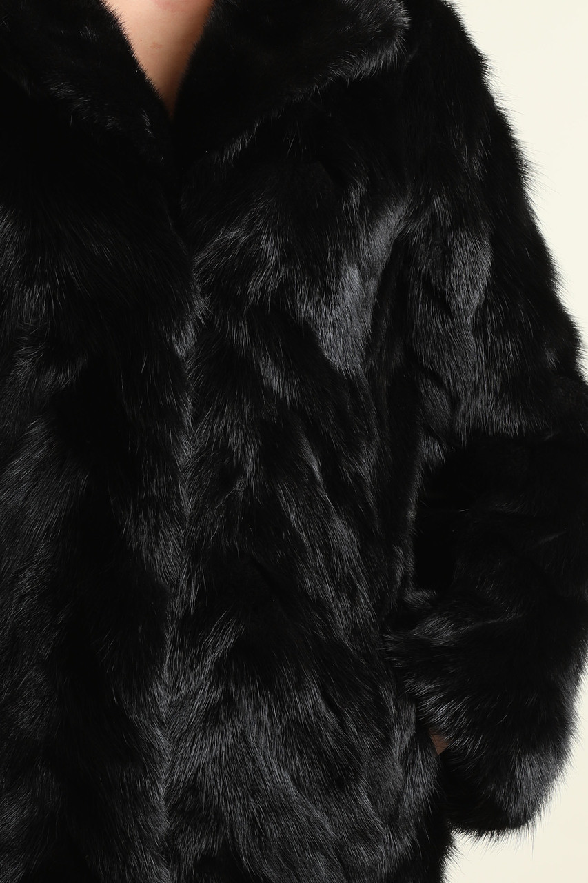 Black Mink Chevron Coat