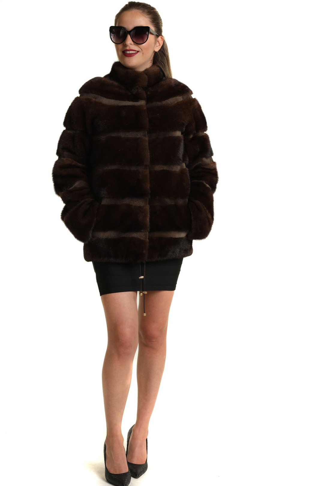 Striped Mahogany Mink  Coat Striped Mahogany Mink  Coat