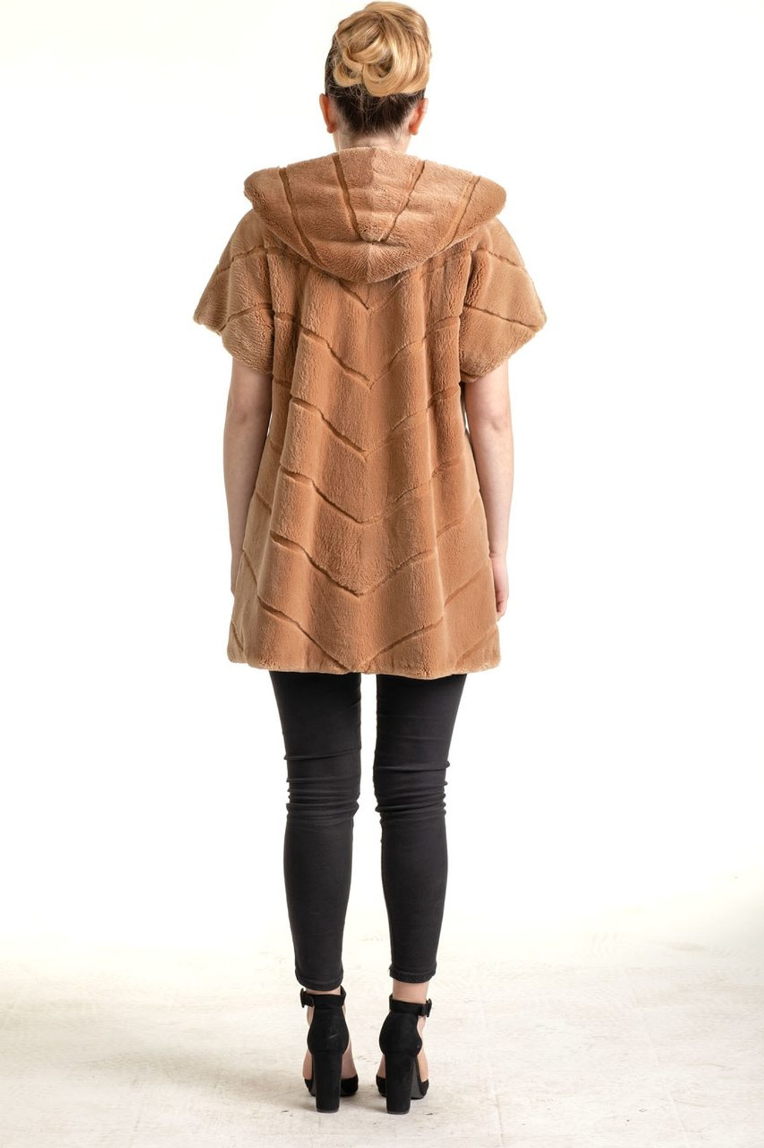 Tan Beaver Hooded Vest