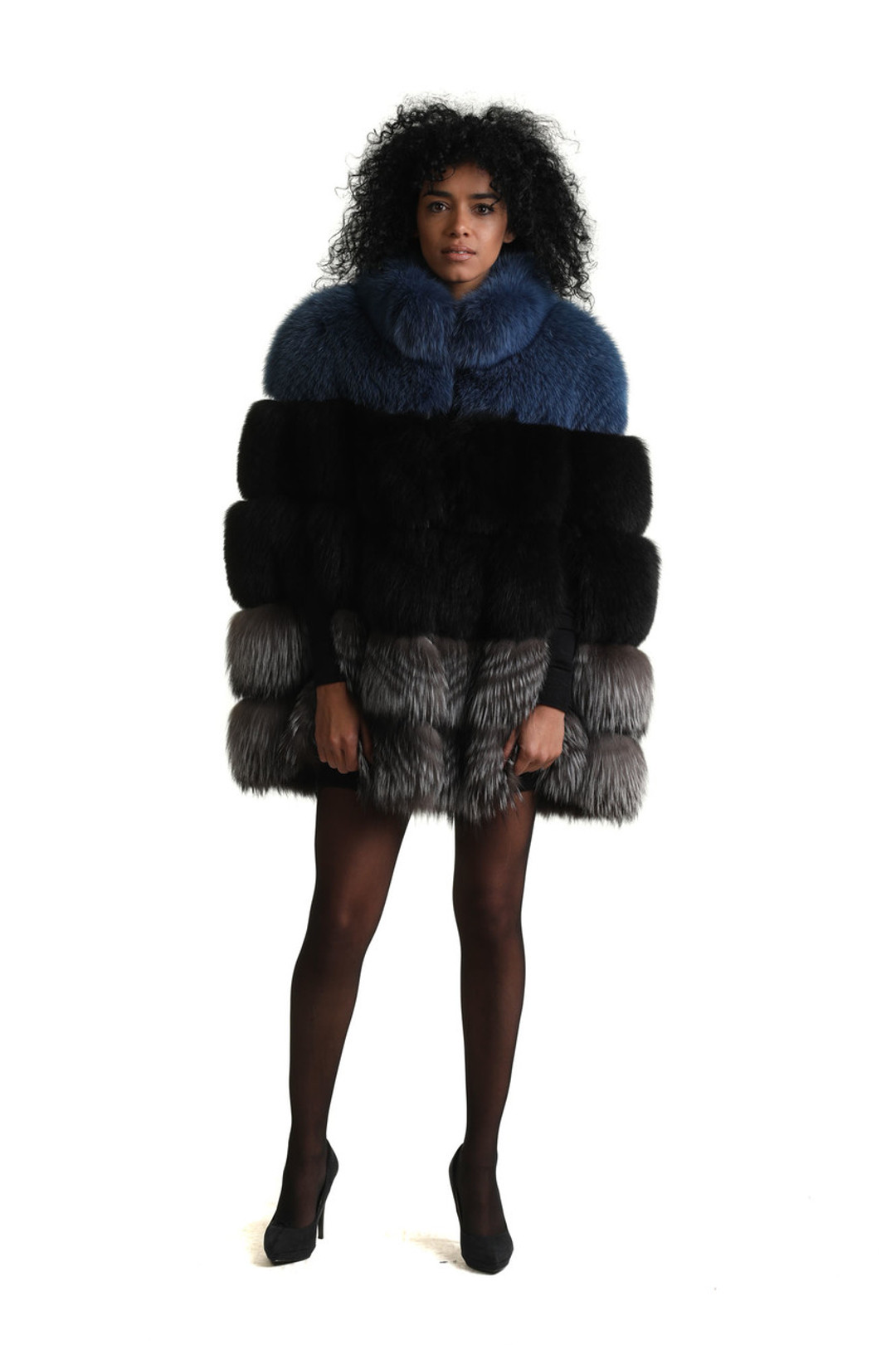 Multicolor Fox Fur Cape New York