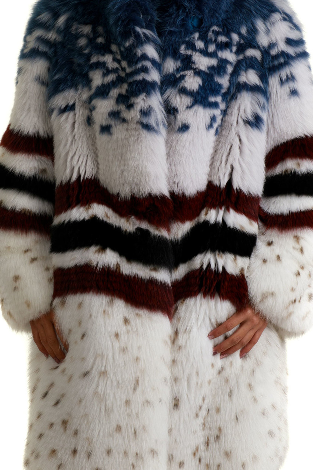 Multicolor Fox Fur Coat New York Multicolor Fox Fur Coat New York