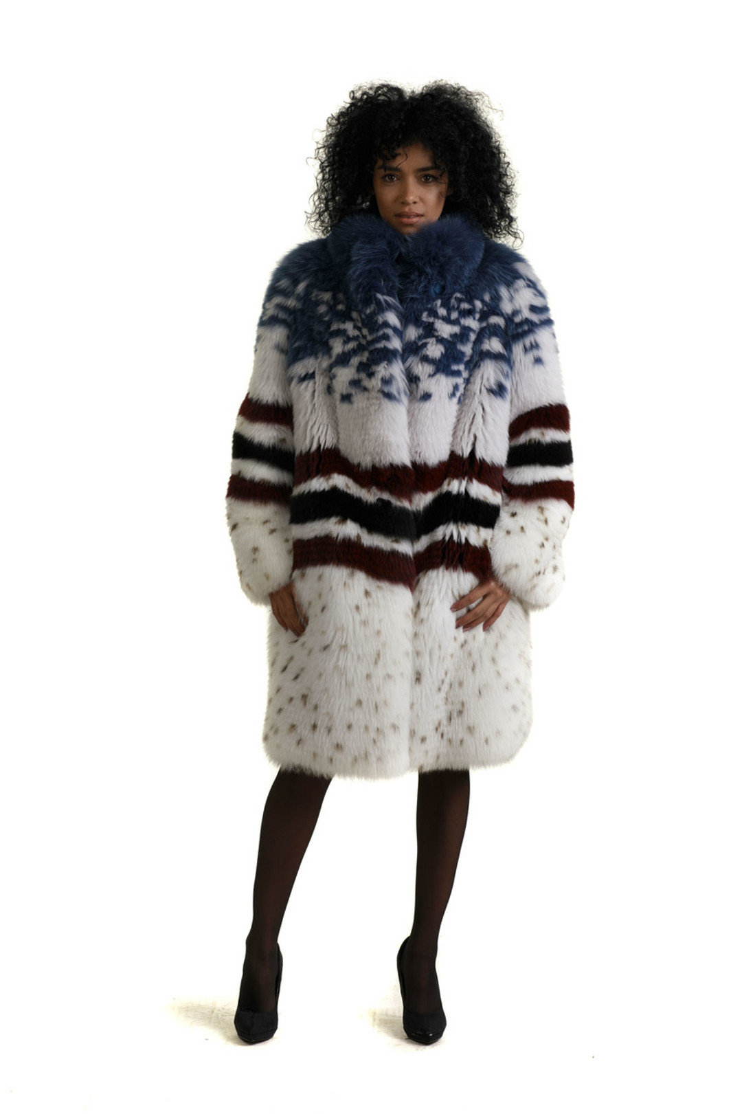 Multicolor Fox Fur Coat New York Multicolor Fox Fur Coat New York
