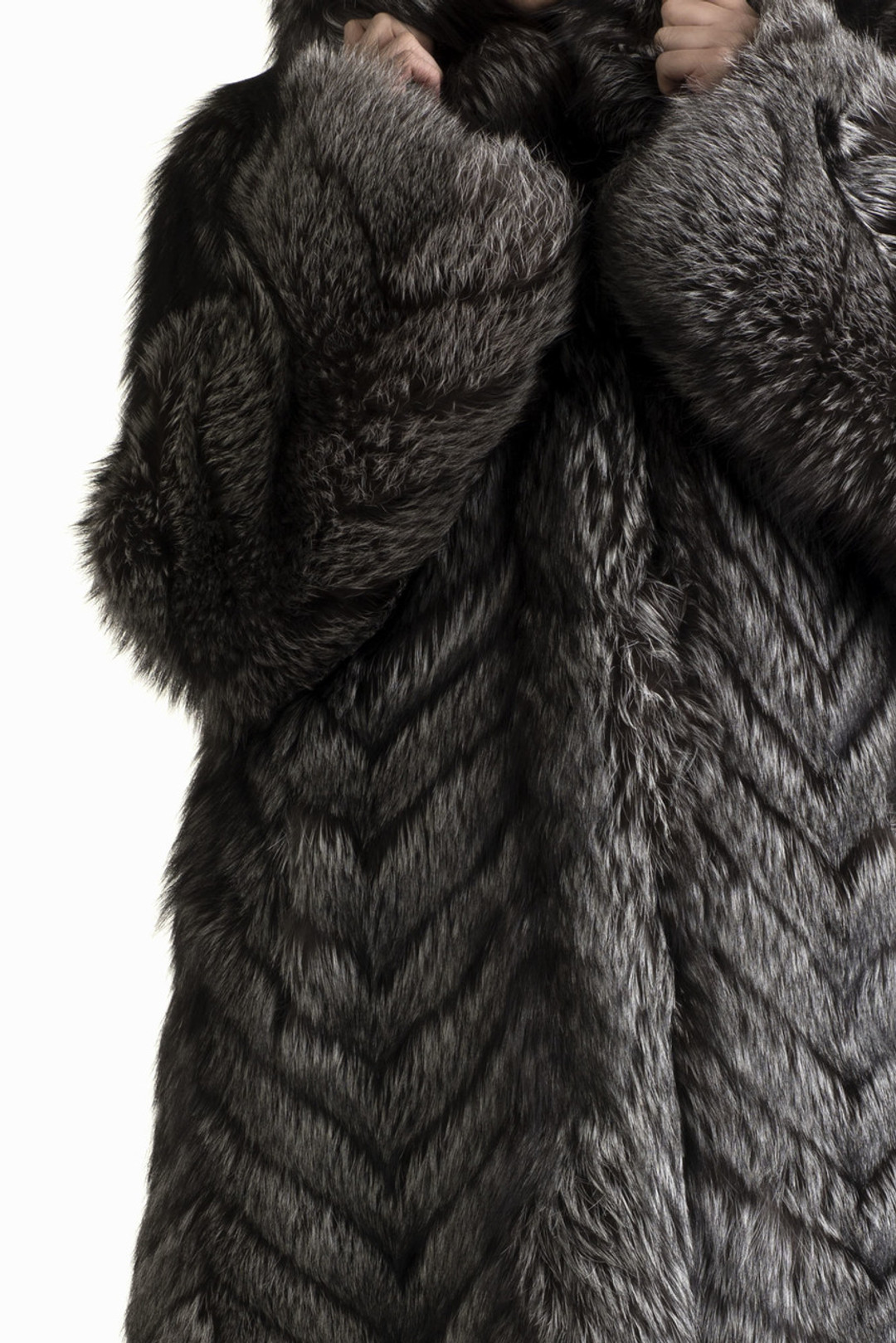 Silver Fox Fur Coat Hip Length  Fully Let out Silver Fox Fur Coat Hip Length  Fully Let out