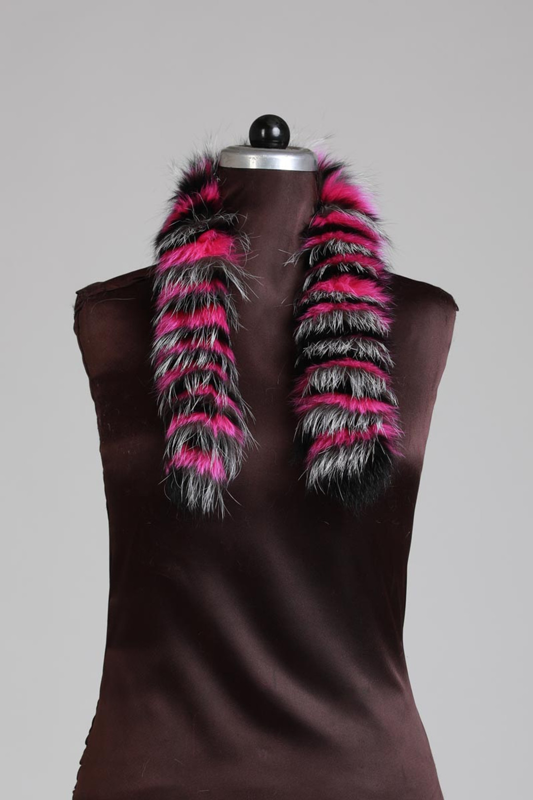 Purple Silver Fox Fur Muffler