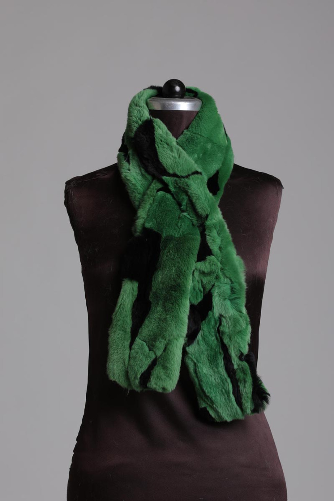 Green Black Rex Fur Scarf