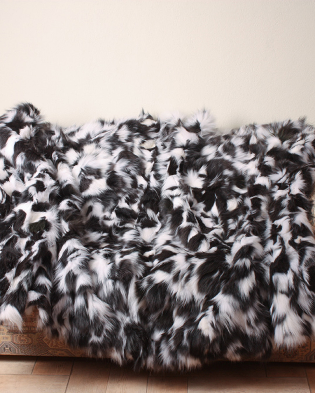 Black and white  Fox Fur Blanket Black and white  Fox Fur Blanket