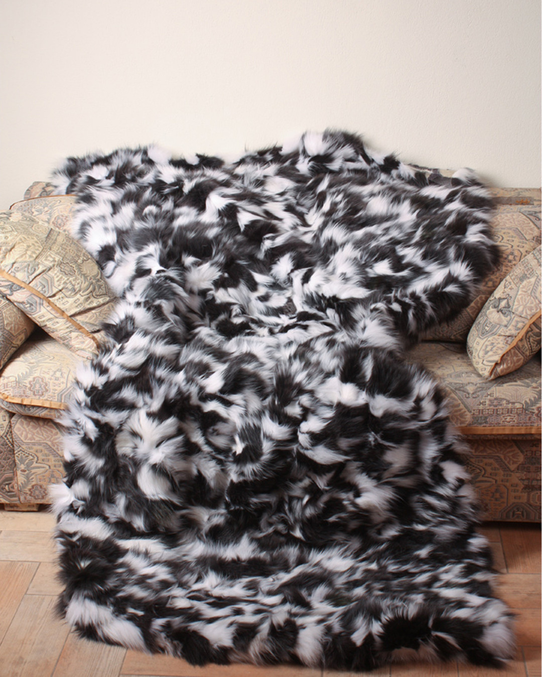 black and white sectional fur blanket black and white sectional fur blanket