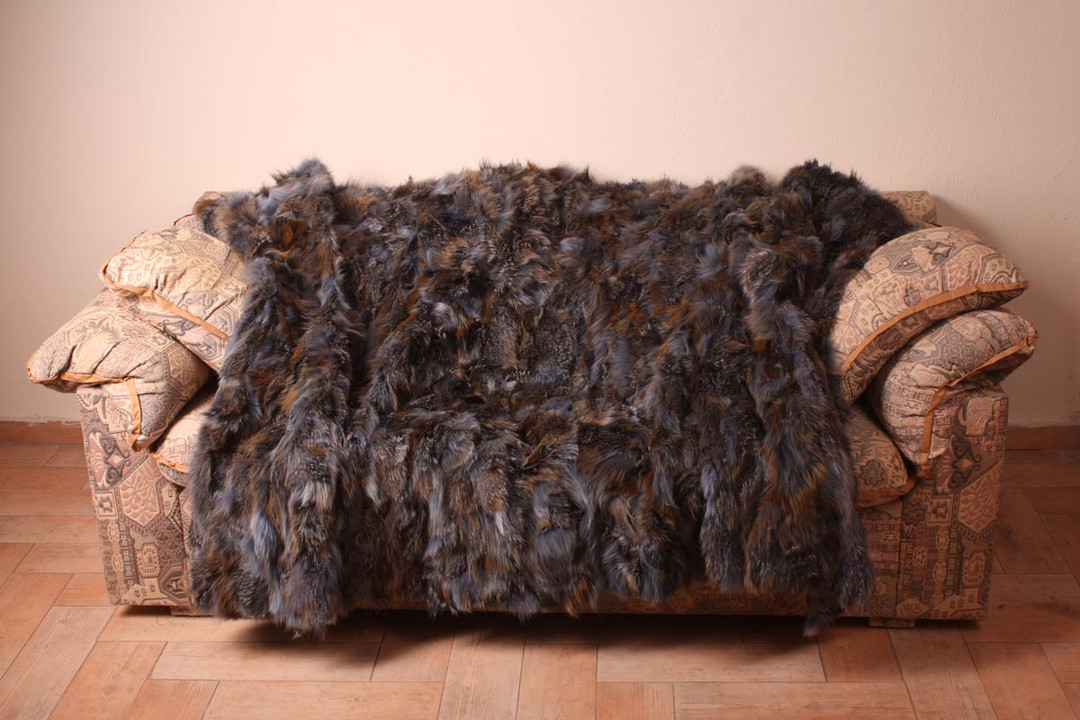 Blue Brown Fox Fur Blanket