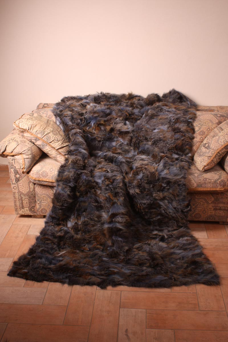 Blue Brown Fox Fur Blanket
