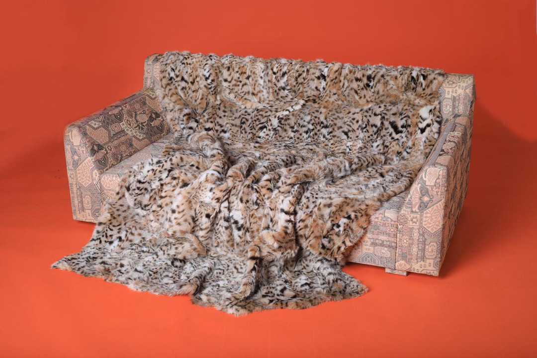 lynx fur blanket throw on sofa lynx fur blanket throw on sofa