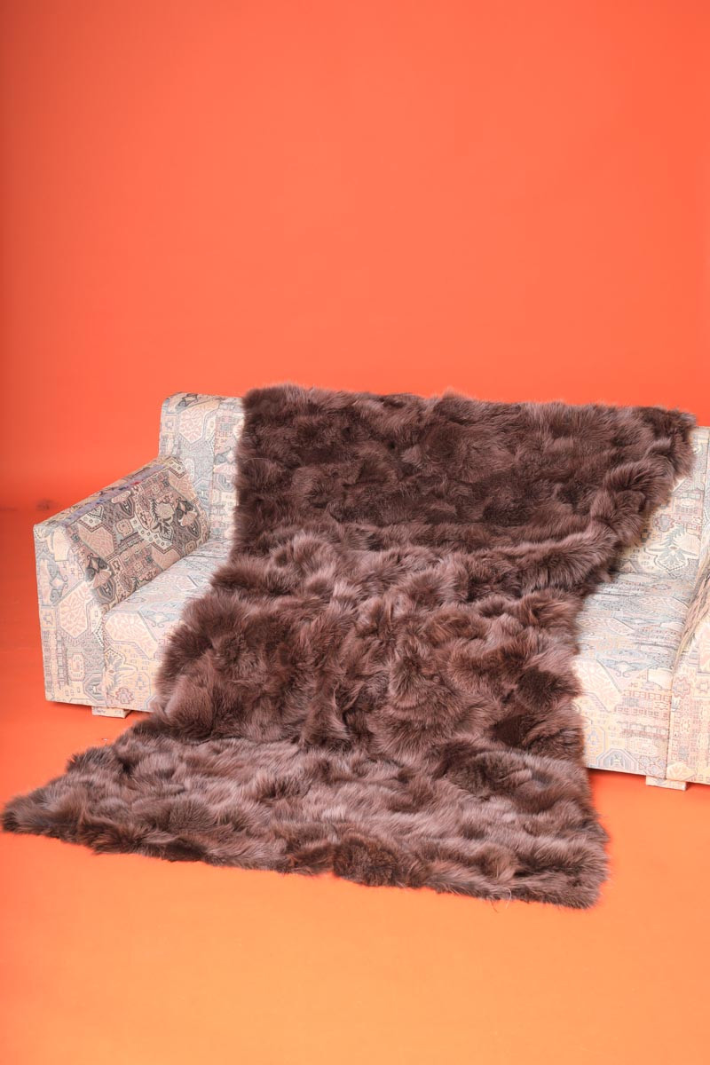 Eggplant Purple Fox Fur Blanket Throw