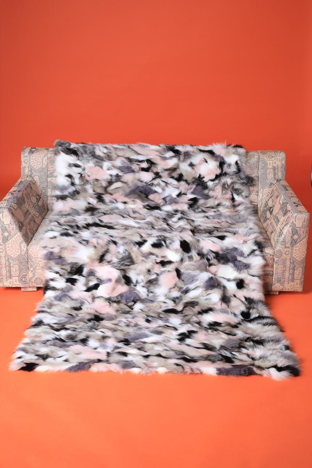 Tricolore  Fox Fur Blanket Throw Tricolore  Fox Fur Blanket Throw