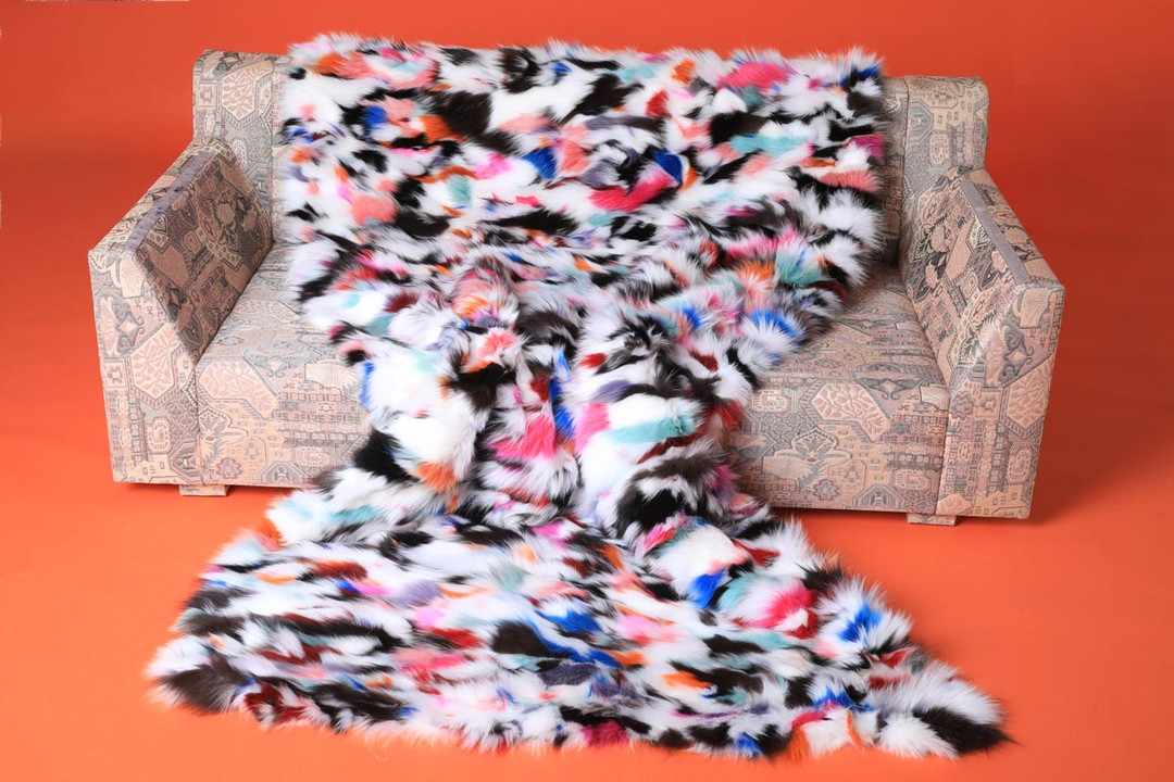 Ethnic Multicolor Fox Fur Blanket Throw