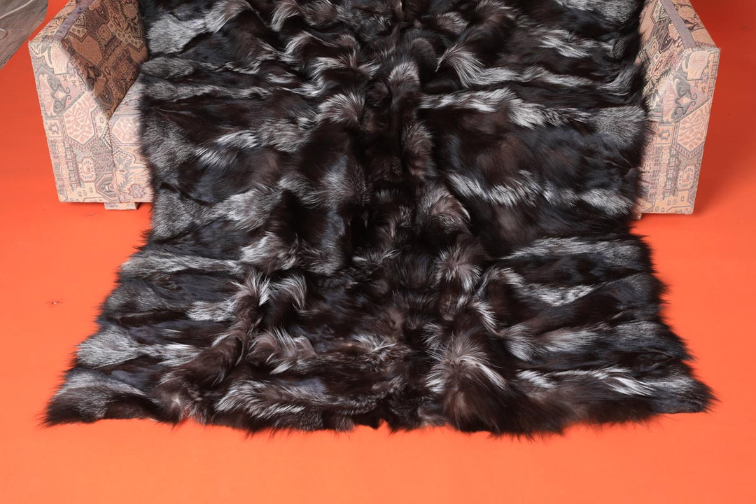 Silver Halfskins Fox Fur Blanket Throw