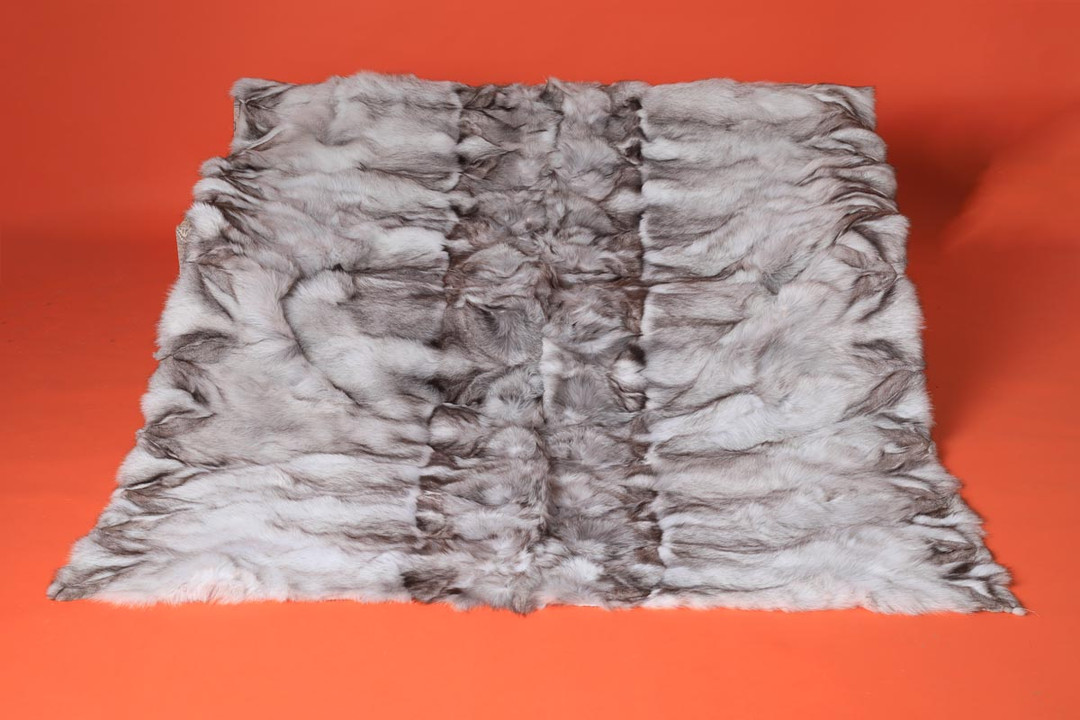 Blue Half Skin Fox Fur Throw Blanket