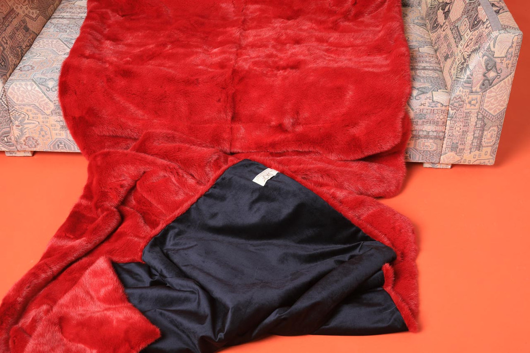 Red Mink Fur Blanket Or Throw FullSkin