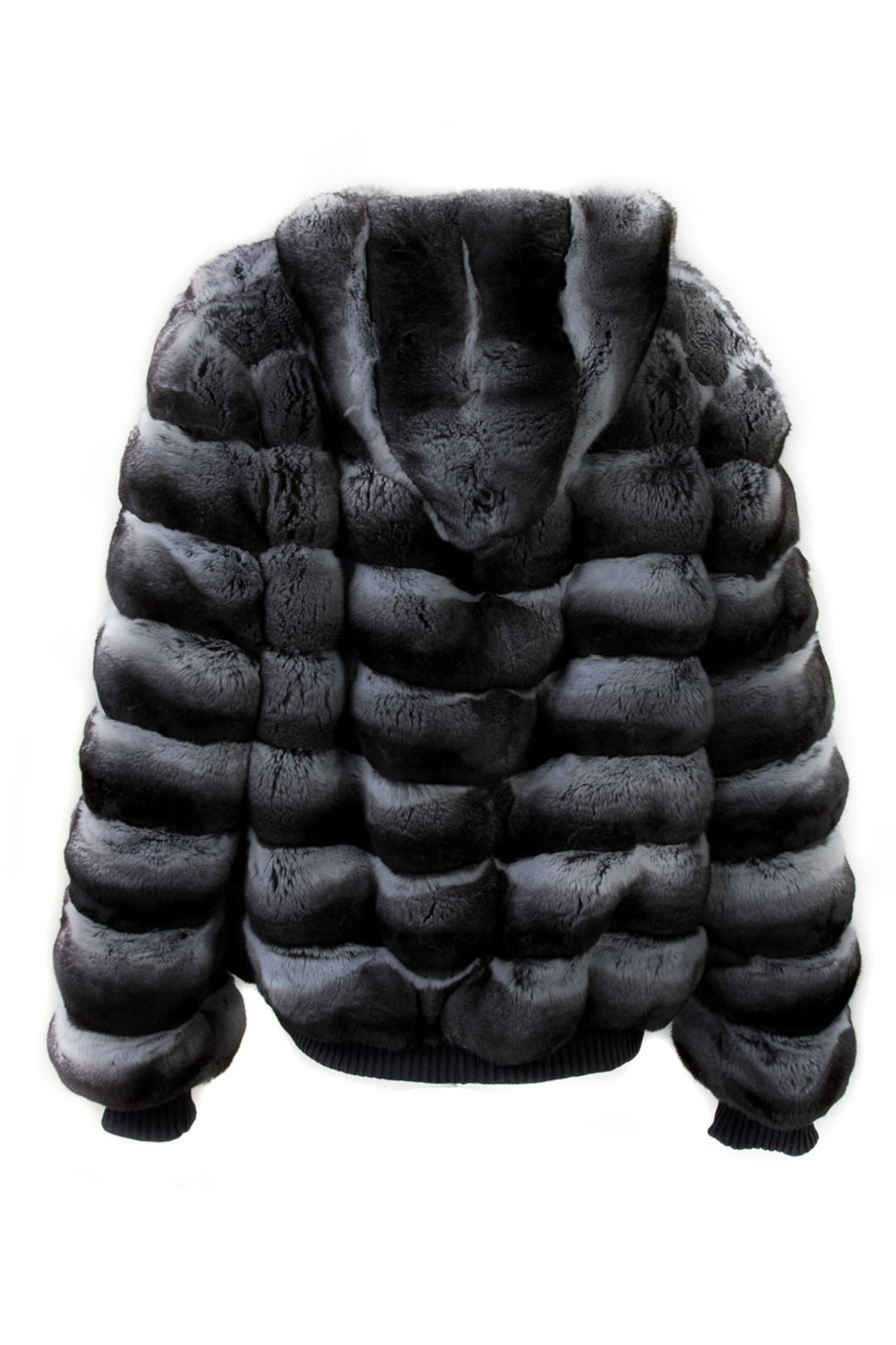 Reversible Hooded Chinchilla  Leather  Bomber Jacket