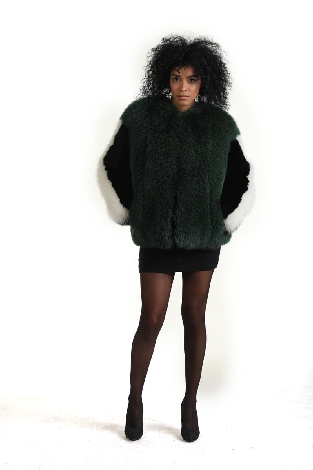 Multicolor Fox Fur Jacket  College Multicolor Fox Fur Jacket  College