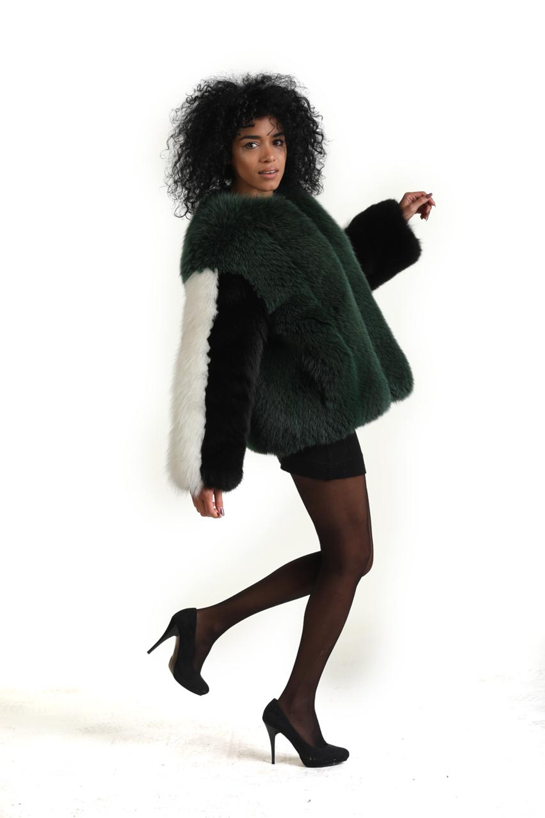 Multicolor Fox Fur Jacket  College Multicolor Fox Fur Jacket  College