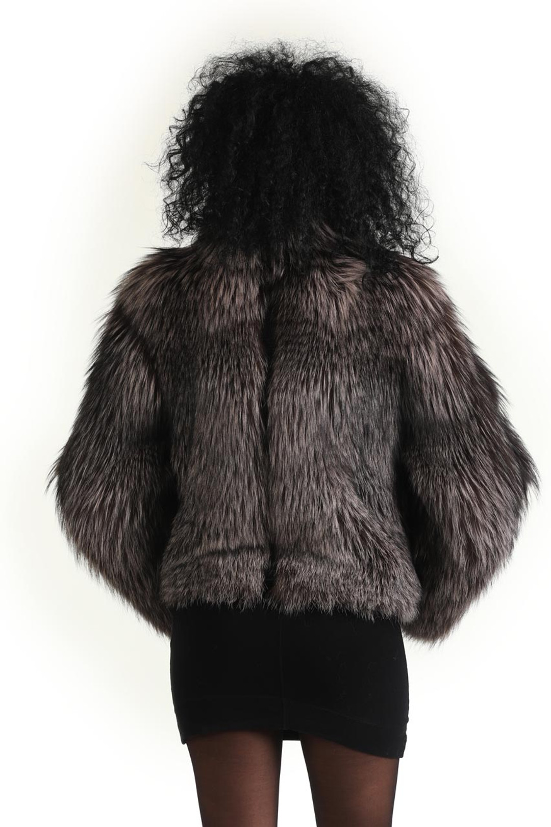 Short Silver Fox Fur Jacket Bell Bottom Sleeves Short Silver Fox Fur Jacket Bell Bottom Sleeves