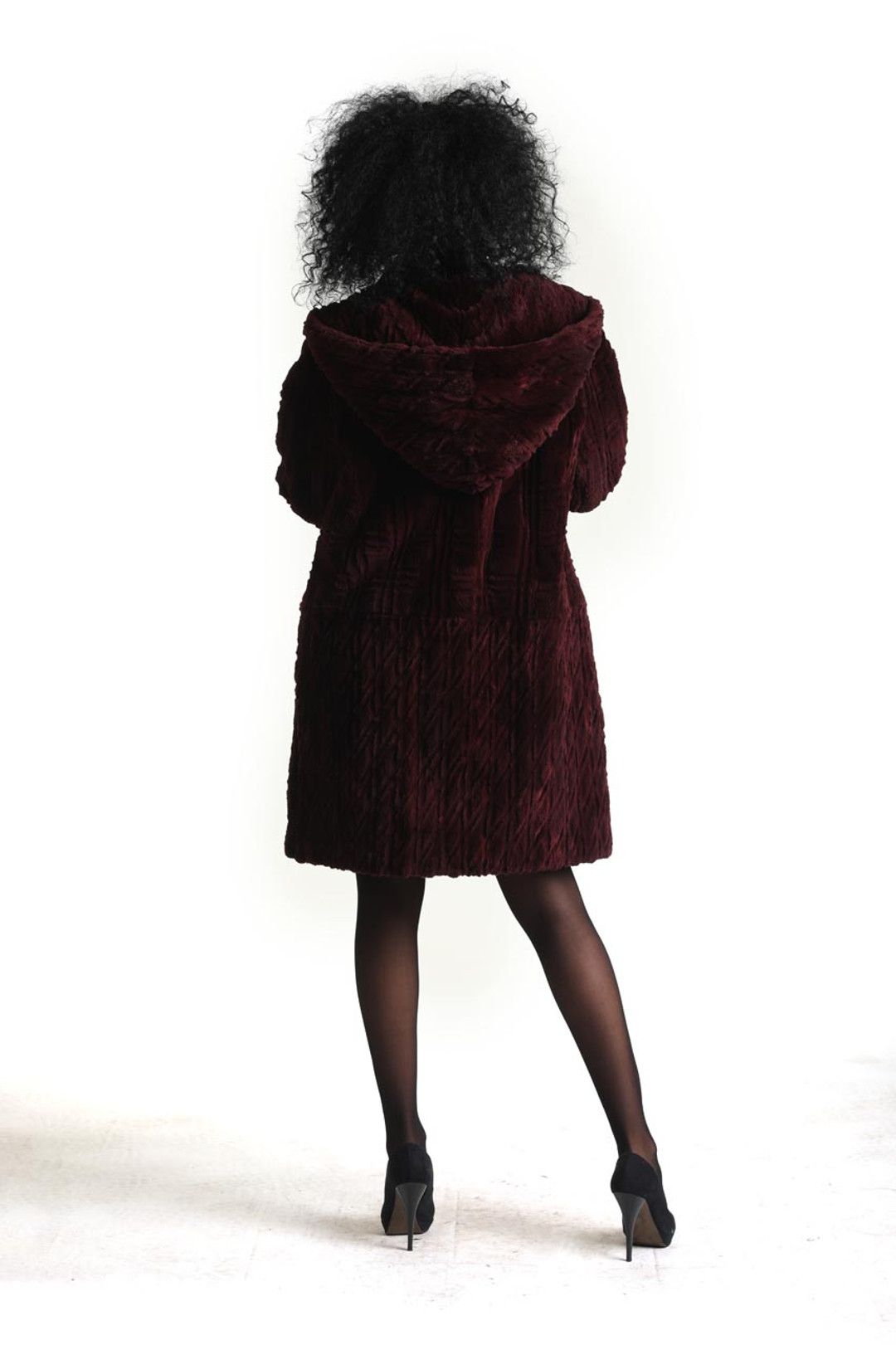 Sculpted Dual Length  Purple Beaver Fur Coat