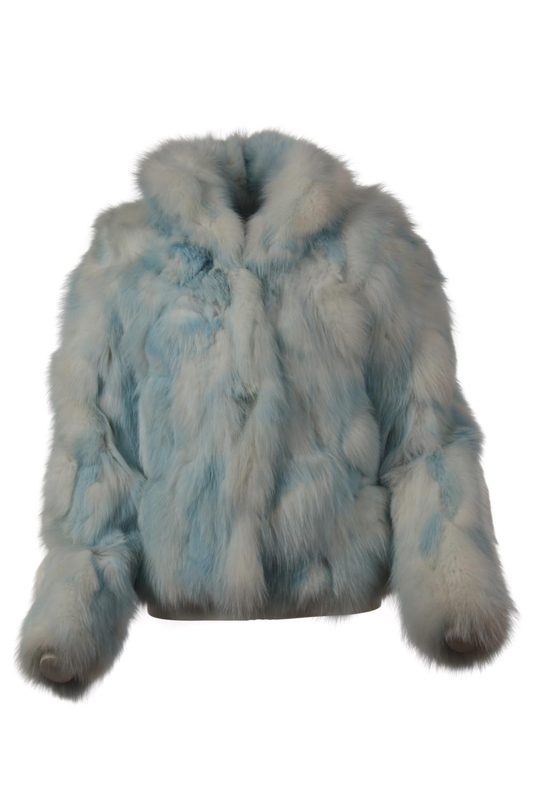 white blue fox fur jacket zipper closure white blue fox fur jacket zipper closure