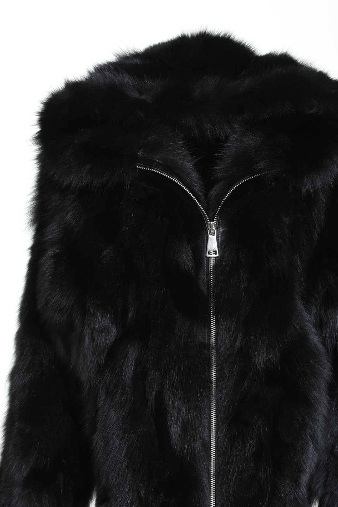 Hooded Black Fox Fur Jacket Hooded Black Fox Fur Jacket
