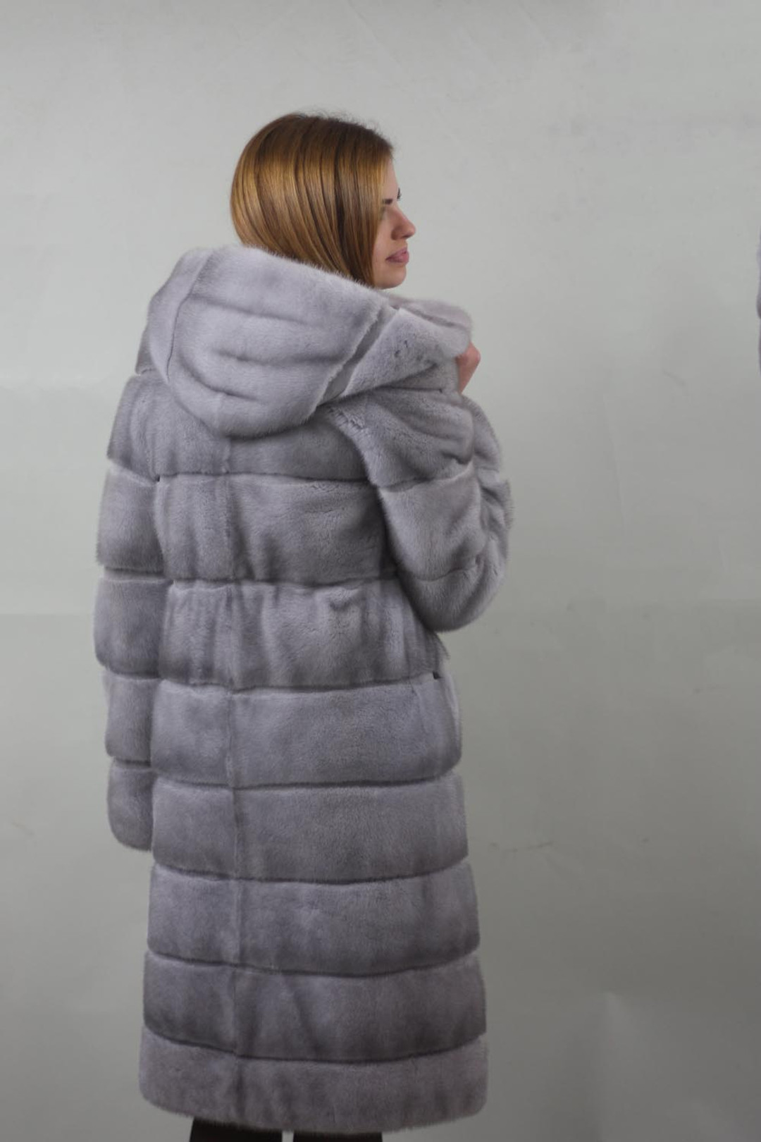 saga sapphire mink fur coat  rear view