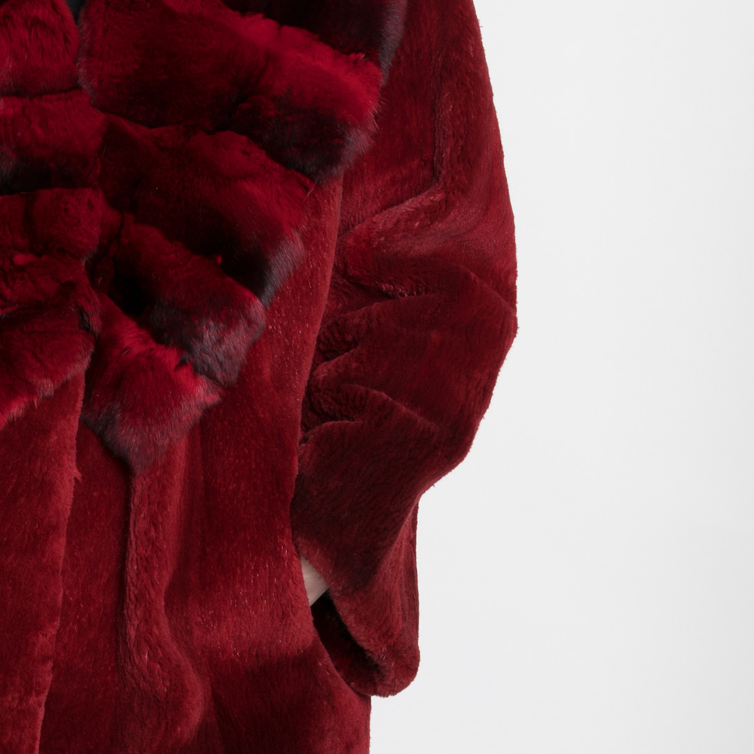Red Chinchilla & Mink Sheared Fur Coat Red Chinchilla & Mink Sheared Fur Coat