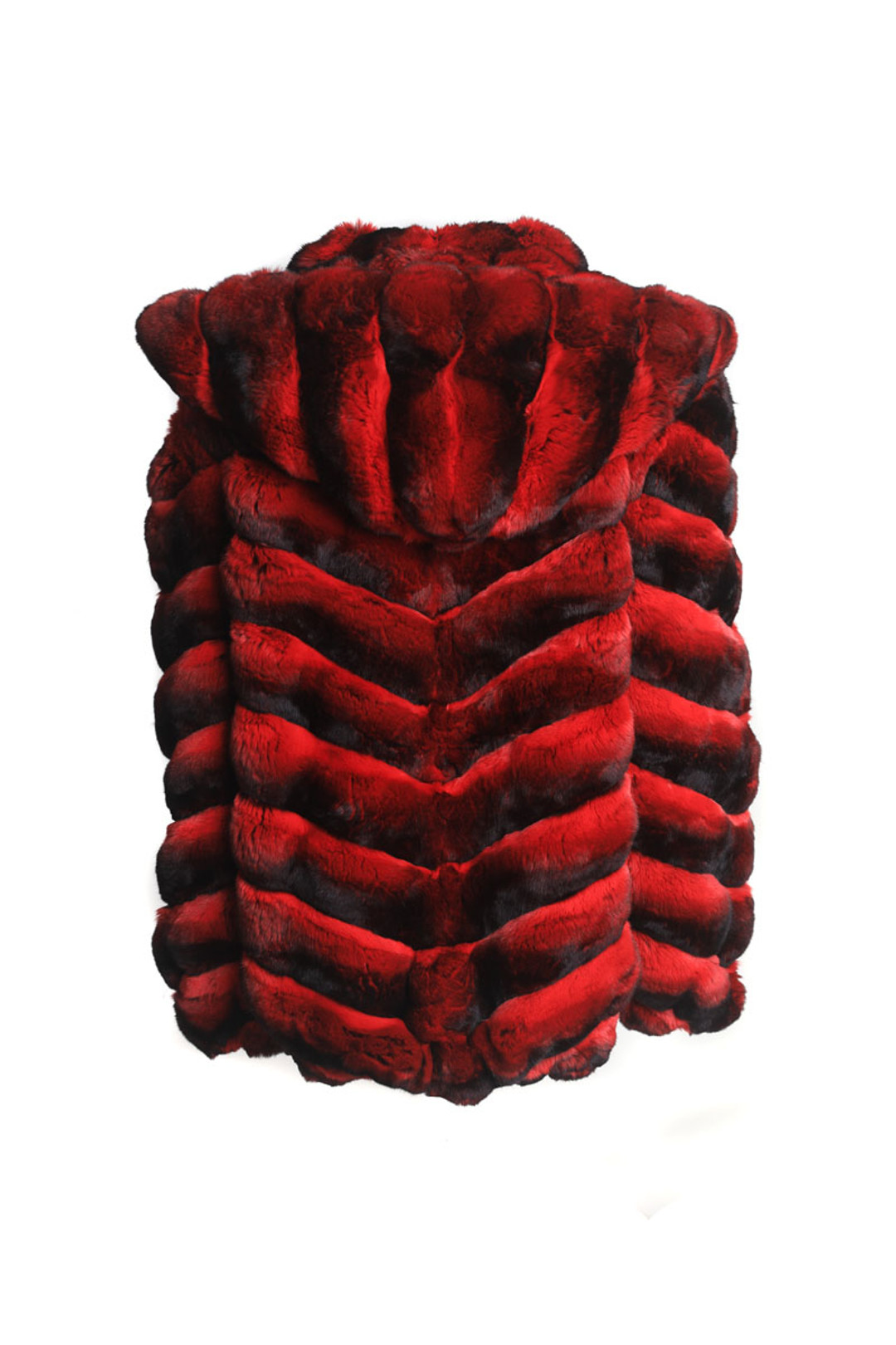 Mens Red Hooded  Chinchilla Bomber Fur Coat Mens Red Hooded  Chinchilla Bomber Fur Coat