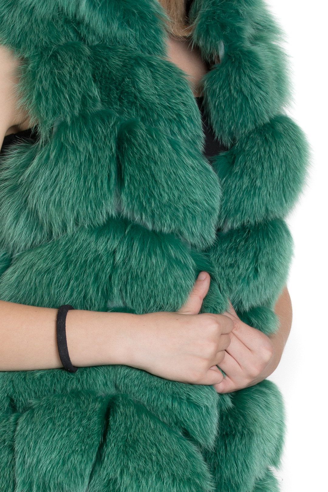 Hooded  Green Fox Fur Vest